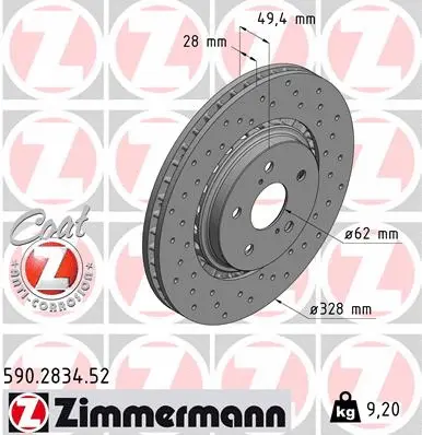 Stabdžių diskas ZIMMERMANN 590.2834.52
