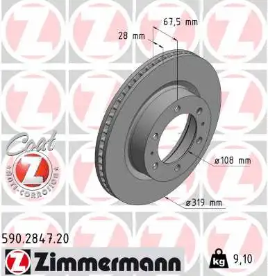 Stabdžių diskas ZIMMERMANN 590.2847.20