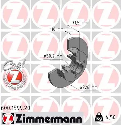 Stabdžių diskas ZIMMERMANN 600.1599.20