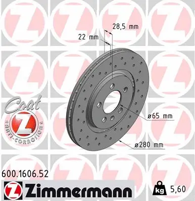 Stabdžių diskas ZIMMERMANN 600.1606.52