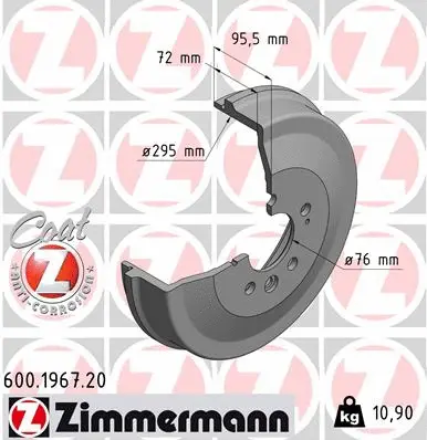 Stabdžių būgnas ZIMMERMANN 600.1967.20