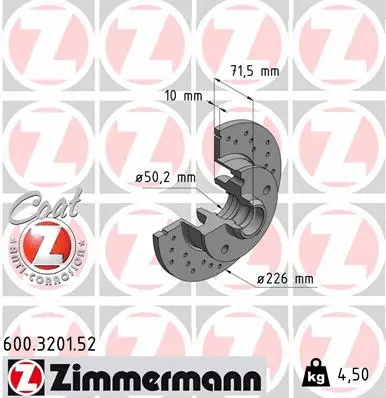 Stabdžių diskas ZIMMERMANN 600.3201.52