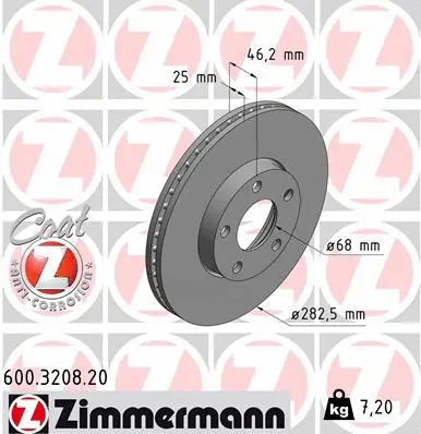 Stabdžių diskas ZIMMERMANN 600.3208.20