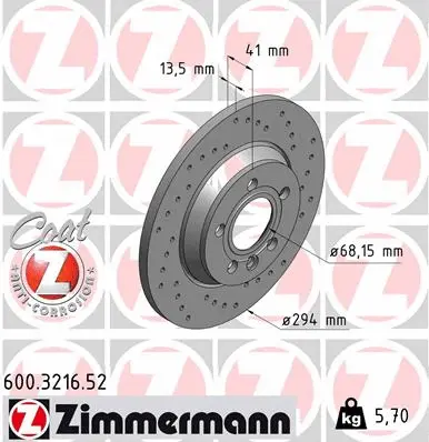 Stabdžių diskas ZIMMERMANN 600.3216.52