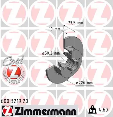 Stabdžių diskas ZIMMERMANN 600.3219.20