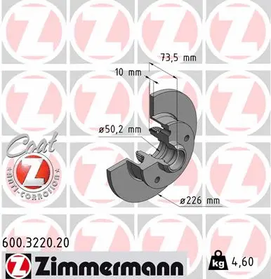 Stabdžių diskas ZIMMERMANN 600.3220.20