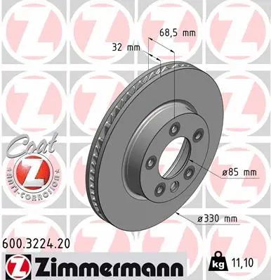 Stabdžių diskas ZIMMERMANN 600.3224.20