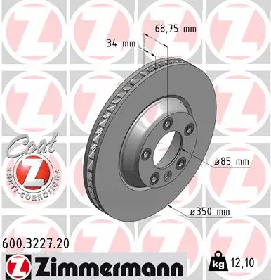 Stabdžių diskas ZIMMERMANN 600.3227.20
