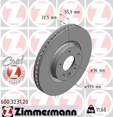 Stabdžių diskas ZIMMERMANN 600.3231.20