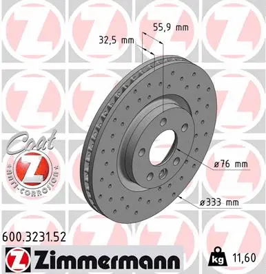 Stabdžių diskas ZIMMERMANN 600.3231.52