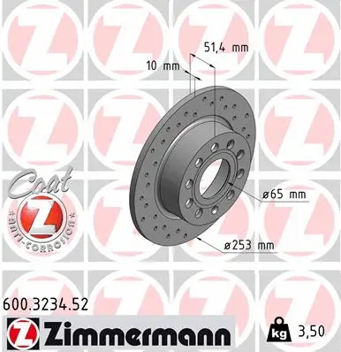 Stabdžių diskas ZIMMERMANN 600.3234.52