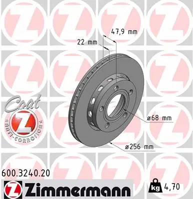 Stabdžių diskas ZIMMERMANN 600.3240.20