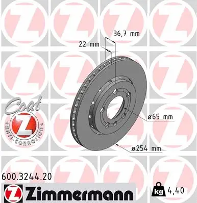 Stabdžių diskas ZIMMERMANN 600.3244.20