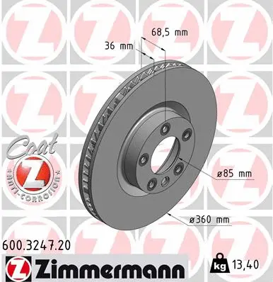 Stabdžių diskas ZIMMERMANN 600.3247.20