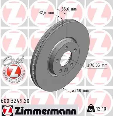 Stabdžių diskas ZIMMERMANN 600.3249.20