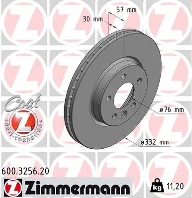 Stabdžių diskas ZIMMERMANN 600.3256.20