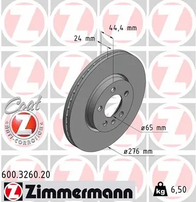 Stabdžių diskas ZIMMERMANN 600.3260.20