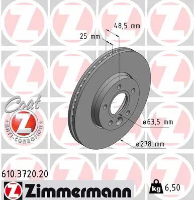 Stabdžių diskas ZIMMERMANN 610.3720.20