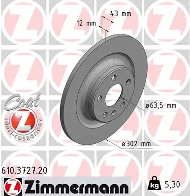 Stabdžių diskas ZIMMERMANN 610.3727.20