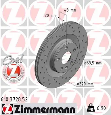 Stabdžių diskas ZIMMERMANN 610.3728.52