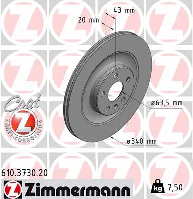 Stabdžių diskas ZIMMERMANN 610.3730.20
