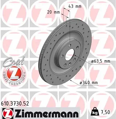 Stabdžių diskas ZIMMERMANN 610.3730.52