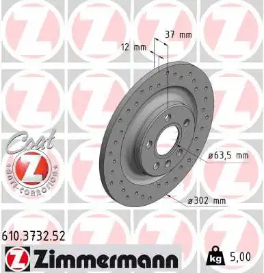 Stabdžių diskas ZIMMERMANN 610.3732.52