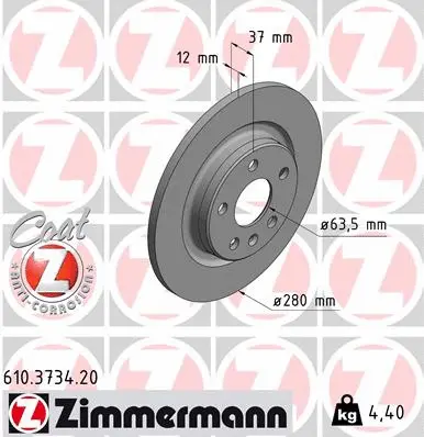 Stabdžių diskas ZIMMERMANN 610.3734.20