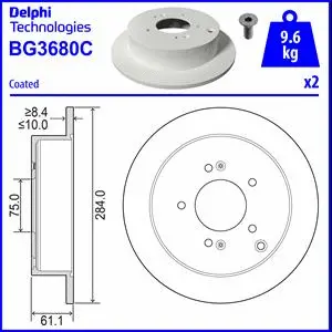 Stabdžių diskas DELPHI BG3680C