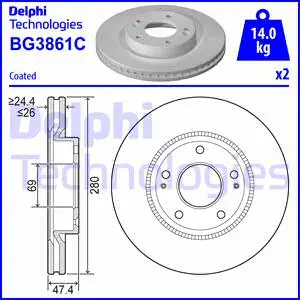 Stabdžių diskas DELPHI BG3861C