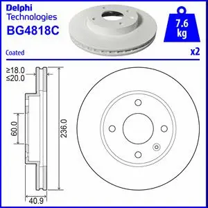 Stabdžių diskas DELPHI BG4818C