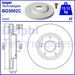 Stabdžių diskas DELPHI BG5002C