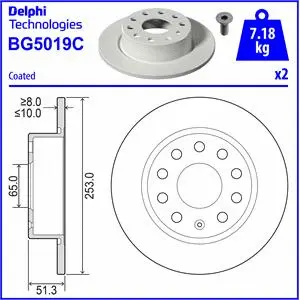 Stabdžių diskas DELPHI BG5019C