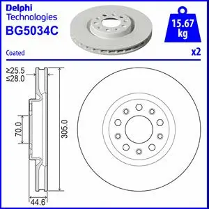 Stabdžių diskas DELPHI BG5034C