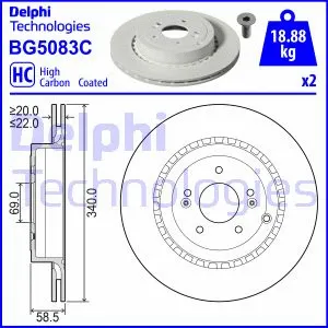 Stabdžių diskas DELPHI BG5083C