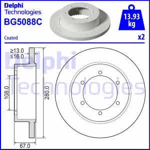 Stabdžių diskas DELPHI BG5088C