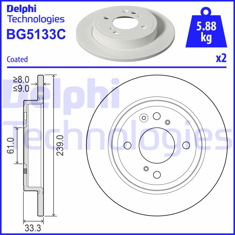 Stabdžių diskas DELPHI BG5133C