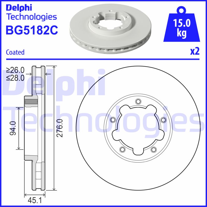 Stabdžių diskas DELPHI BG5182C