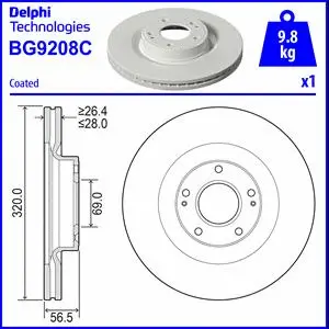 Stabdžių diskas DELPHI BG9208C