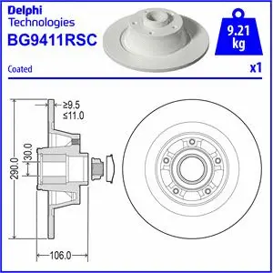 Stabdžių diskas DELPHI BG9411RSC