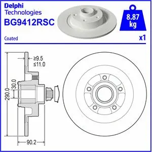 Stabdžių diskas DELPHI BG9412RSC
