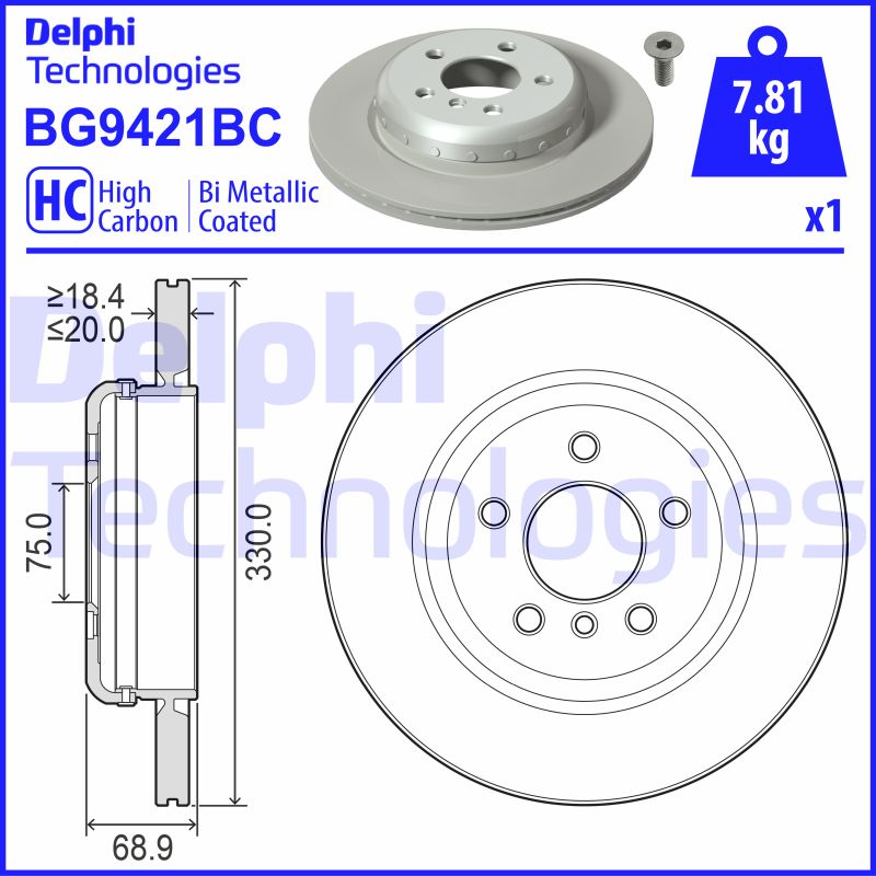 Stabdžių diskas DELPHI BG9421BC