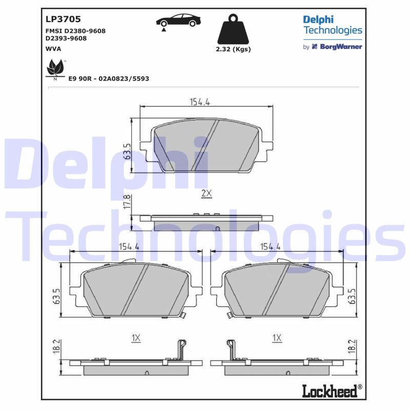 Diskinių stabdžių trinkelių rinkinys DELPHI LP3705