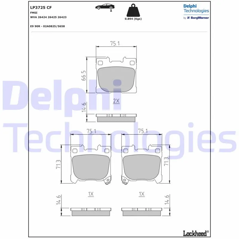 Diskinių stabdžių trinkelių rinkinys DELPHI LP3725