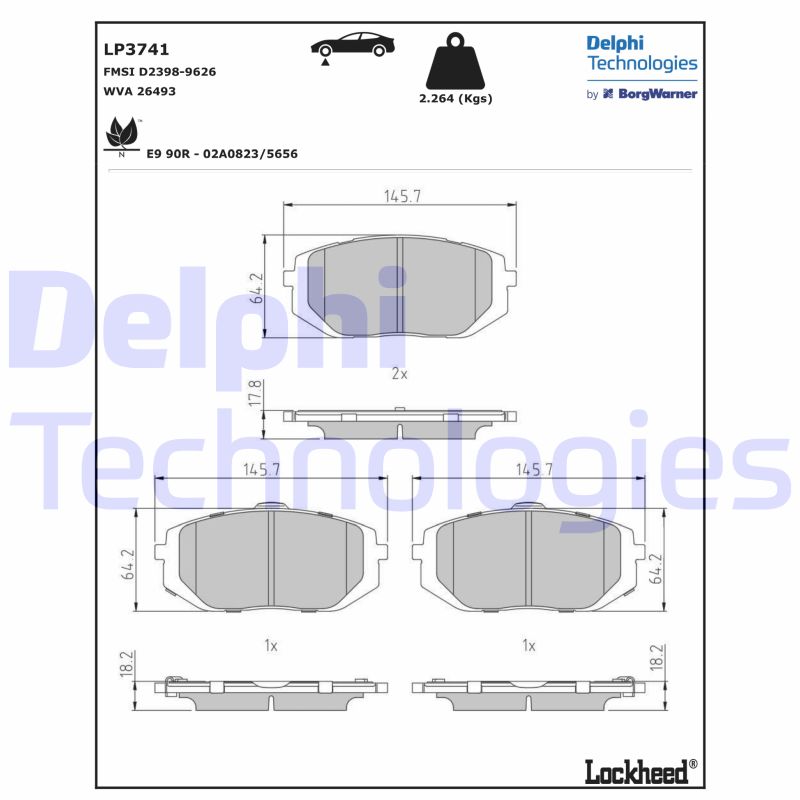 Diskinių stabdžių trinkelių rinkinys DELPHI LP3741