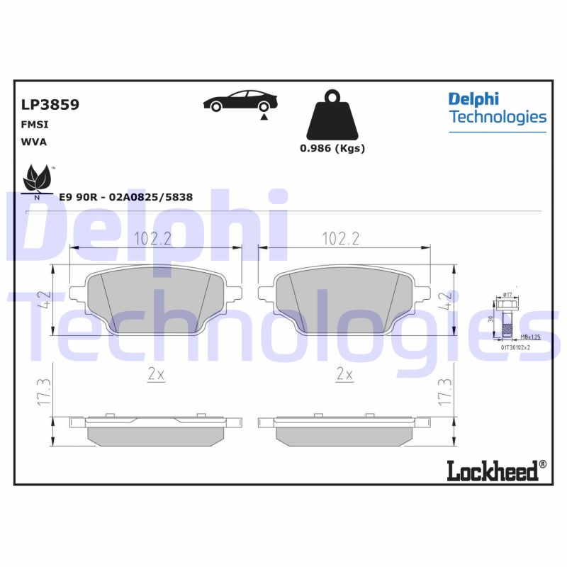 Diskinių stabdžių trinkelių rinkinys DELPHI LP3859