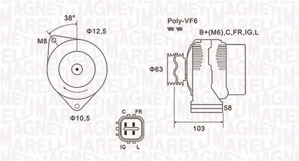 Kintamosios srovės generatorius MAGNETI MARELLI 063731727010