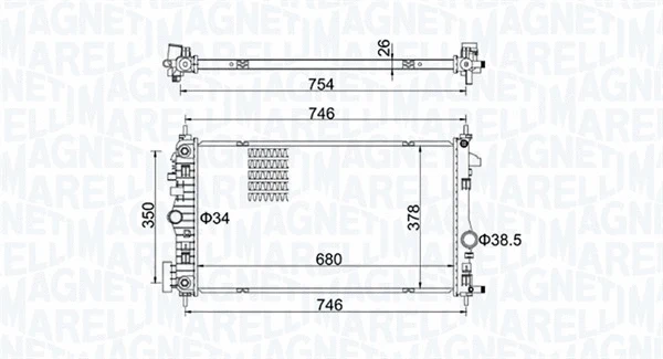 Variklio aušinimo radiatorius MAGNETI MARELLI 350213152300