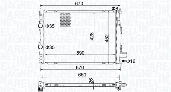 Variklio aušinimo radiatorius MAGNETI MARELLI 350213162600