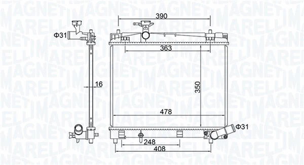 Variklio aušinimo radiatorius MAGNETI MARELLI 350213208400